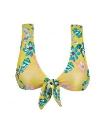 Yellow bra top with front knot in floral print - TOP FLORESCER HIGHLEG