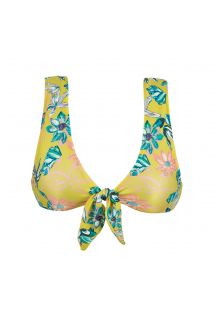 Yellow bra top with front knot in floral print - TOP FLORESCER HIGHLEG