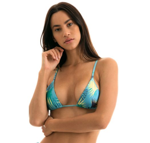 Blue floral triangle top with straight straps - TOP FLOWER GEOMETRIC INVISIBLE