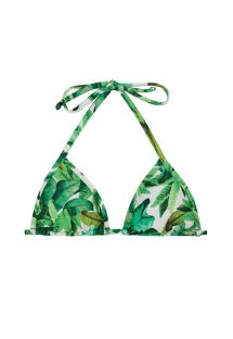 Verschuifbare driehoekige bikinitop met groen bladmotief - TOP FOLHAGEM MICRO