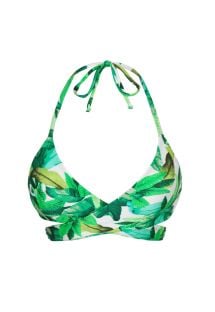 Grøn bikini bh-top med bladprint - TOP FOLHAGEM TRANSPASSADO