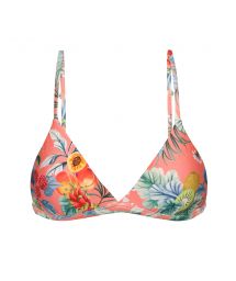 Coral pink print adjustable triangle bikini top - TOP FRUTTI TRI-FIXO