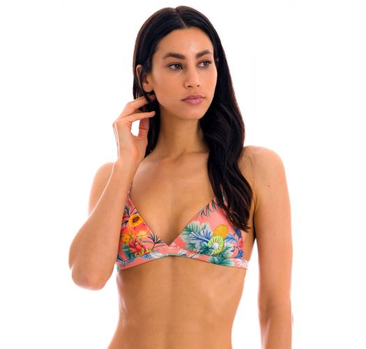 Reggiseno bikini a triangolo regolabile con stampa rosa corallo - TOP FRUTTI TRI-FIXO