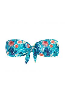 Floral blue bandeau top with front knot - TOP ISLA BANDEAU