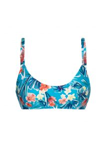 Kwiatowo-niebieski top do bikini na regulowanych ramiączkach - TOP ISLA BRA