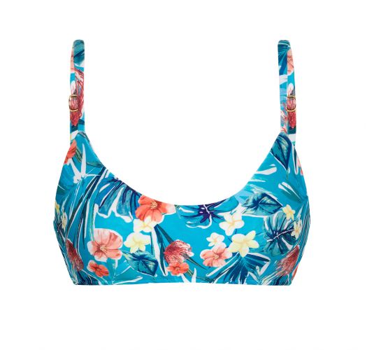 Kwiatowo-niebieski top do bikini na regulowanych ramiączkach - TOP ISLA BRA