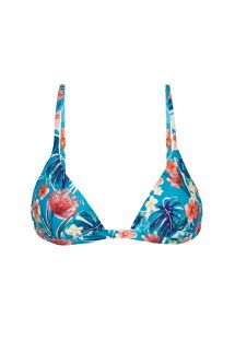 Blauwe bikinitop met bloemenprint, verstelbare bandjes en driehoekige cups - TOP ISLA TRI FIXO