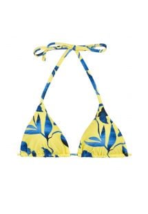 Ozdobne żółty trójkątny top do bikini w roślinny wzór - TOP LEMON FLOWER INVISIBLE