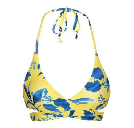 Top do bikini w żółto-niebieski wzór - TOP LEMON FLOWER TRANSPASSADO