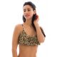 Ruffled leopard print bra bikini top - TOP LEOPARDO BABADO