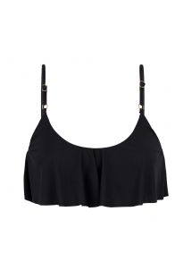 Ruffled black bra bikini top with adjustable straps - TOP LEOPARDO BLACK BABADO
