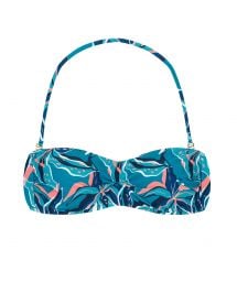 Blue and pink printed bandeau top - TOP LILLY BANDEAU