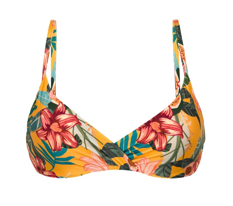 Orange yellow underwired bralette top in floral print - TOP LIS BALCONET-INV