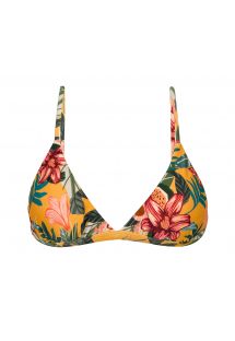 Reggiseno bikini fisso regolabile stampa floreale giallo-arancio - TOP LIS TRI-FIXO