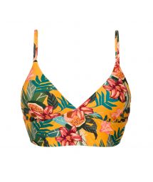 Orange yellow floral laced back bralette bikini top - TOP LIS TRI-TANK