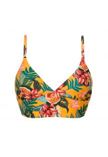 Geel oranje bustier bikinitop met bloemenprint en geregen achterzijde - TOP LIS TRI-TANK