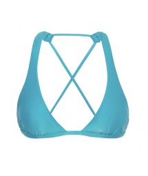 Sky blue triangle halter top with crossed back - TOP ORVALHO CORTINAO