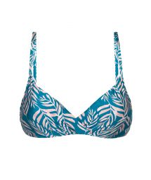 Blue underwired bralette top in leaves print - TOP PALMS-BLUE BALCONET-INV