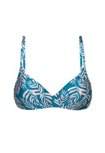 Blauwe bustier beugel bikinitop met bladmotief - TOP PALMS-BLUE BALCONET-INV