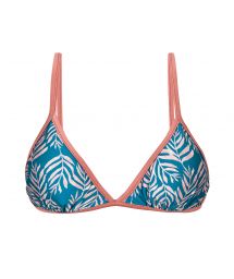 Blue fixed adjustable triangle top with leaf pattern - TOP PALMS-BLUE TRI-FIXO