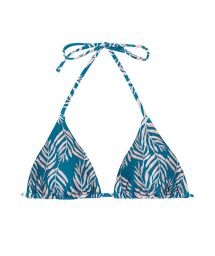 Blue sliding triangle top with leaf pattern - TOP PALMS-BLUE TRI-INV
