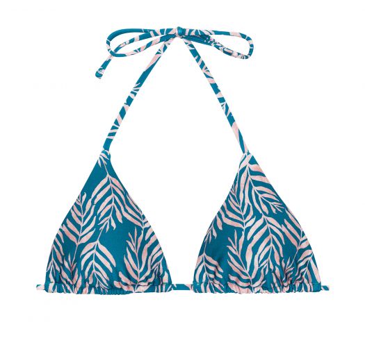 Blue sliding triangle top with leaf pattern - TOP PALMS-BLUE TRI-INV