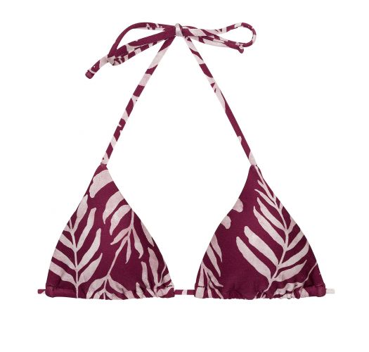 reggiseno bikini triangolo scorrevole rosso vino con motivo a foglie - TOP PALMS-VINE TRI-INV