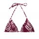 Bikini de sujetador de color rojo vino tinto, triangular, con patrón de hojas - TOP PALMS-VINE TRI-INV