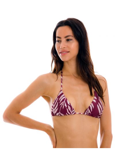 Wine red sliding triangle top with leaf pattern - TOP PALMS-VINE TRI-INV