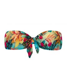Tropical print bandeau bikini top with a knot - TOP PARADISE BANDEAU-NO