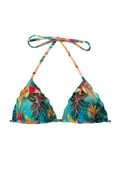 Tropical floral triangle top with wavy edges - TOP PARADISE TRI