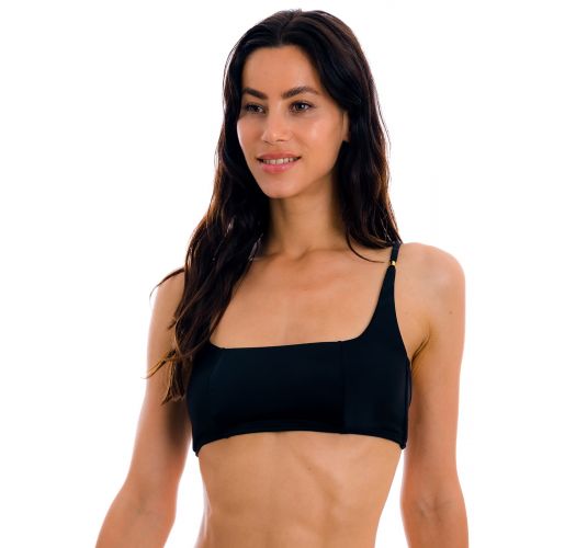 Black sports bikini top with gold details - TOP PRETO BRA-SPORT