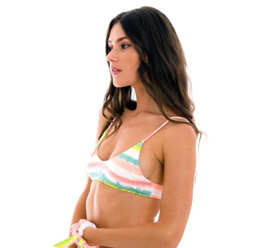 Sujetador de bikini con teñido por nudos, sin varillas, a rayas, ajustable - TOP REVELRY BRALETTE