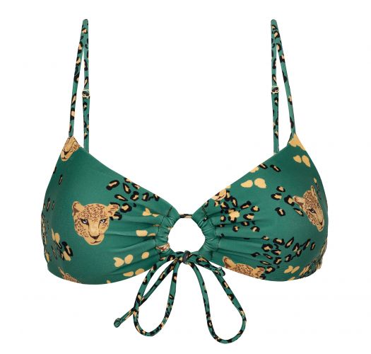 Groene bustier bikinitop met luipaardprint en geknoopte voorkant - TOP ROAR-GREEN MILA