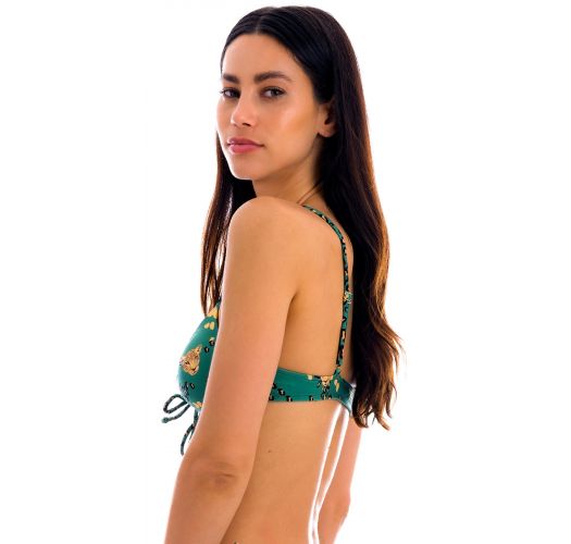 Groene bustier bikinitop met luipaardprint en geknoopte voorkant - TOP ROAR-GREEN MILA