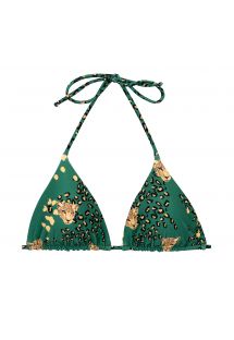 Reggiseno bikini triangolo verde verde con stampa di leopardo - TOP ROAR-GREEN TRI-INV