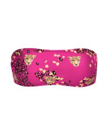 Pink leopard print bandeau top - TOP ROAR-PINK BANDEAU-RETO