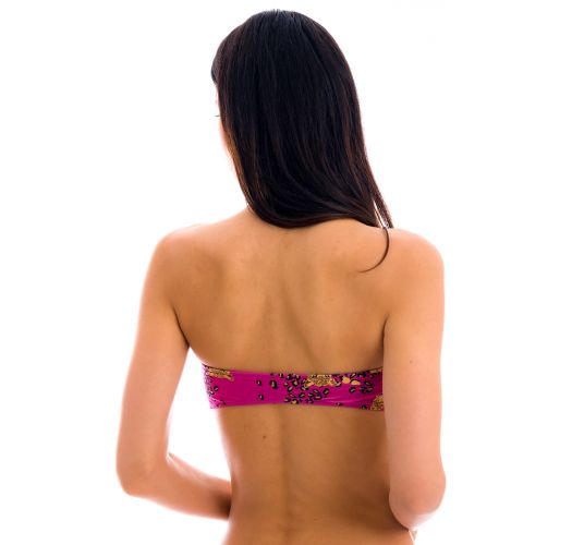 Parte superior de bikini tipo bandeau rosa con estampado de leopardo - TOP ROAR-PINK BANDEAU-RETO