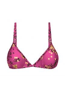 Pink fixed adjustable triangle top with leopard pattern - TOP ROAR-PINK TRI-FIXO