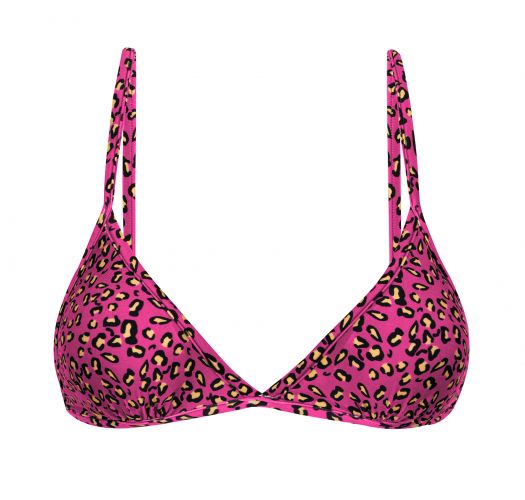 Verstelbare driehoekige bikinitop met roze luipaardprint - TOP ROAR-PINK TRI-FIXO