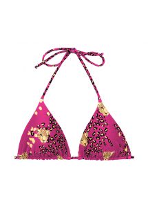 Parte superior de bikini triangular corrediza con estampado de leopardo rosa - TOP ROAR-PINK TRI-INV