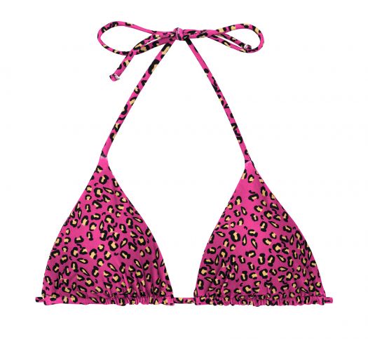 Parte superior de bikini triangular corrediza con estampado de leopardo rosa - TOP ROAR-PINK TRI-INV