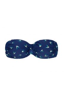 Bikini bandeau azul marino con estampado de pájaros - TOP SEABIRD BANDEAU