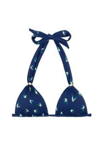 Navy blue halter bikini top with birds motive - TOP SEABIRD CORTINAO