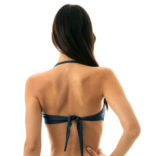Iridescent navy blue bandeau top with removable stripes - TOP SHARK BANDEAU