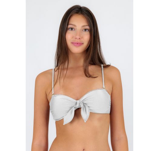 TOP SHIMMER-WHITE BANDEAU-KNOT