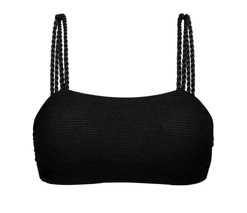 Black pink textured bra and twisted rope - TOP ST-TROPEZ-BLACK RETO