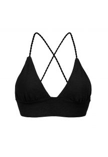 Reggiseno bikini bralette spalline incrociate schiena nero testurizzato - TOP ST-TROPEZ-BLACK TRI-COS