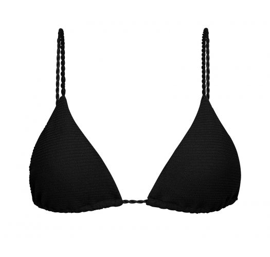 Parte superior de bikini con relieve en negro y lazos retorcidos - TOP ST-TROPEZ-BLACK TRI-INV