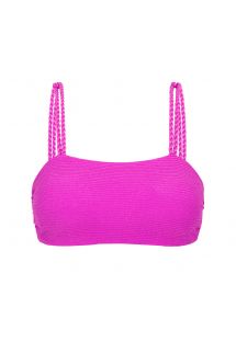 Parte superior de bikini con relieve en rosa magenta y lazos retorcidos - TOP ST-TROPEZ-PINK RETO